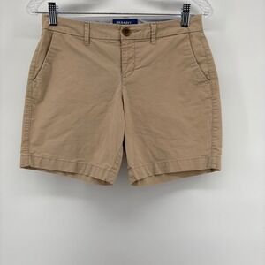 Old Navy Everyday Short Womens 0 Khaki Tan Chino Mid Rise Stretch
